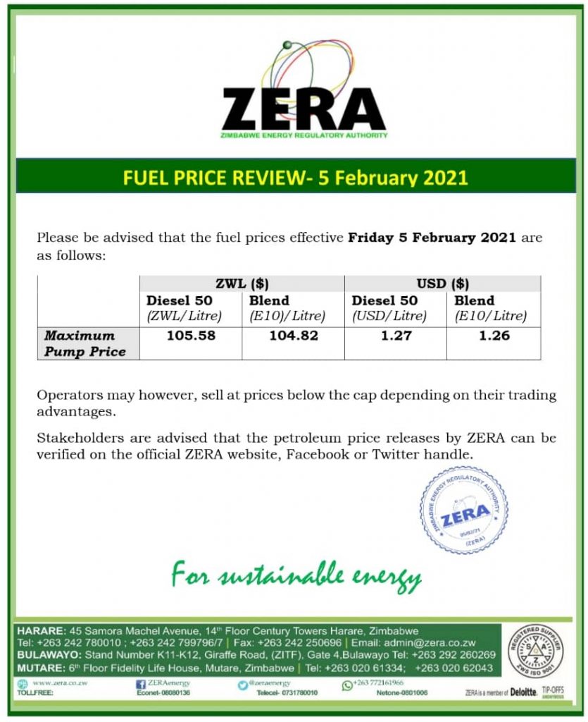 Latest ZERA Fuel Price Updates And More - StartupBiz Zimbabwe
